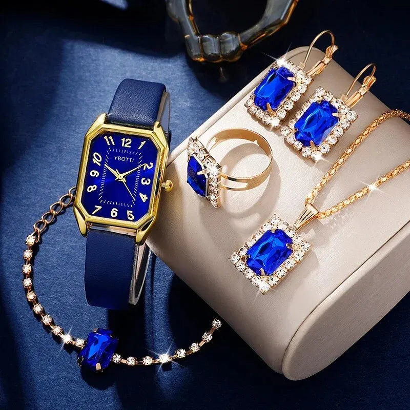 Orologi da donna quadrati di moda di lusso Orologio da polso al quarzo da donna di marca Classico semplice Femme Cinturino in pelle blu Relogio Feminino
