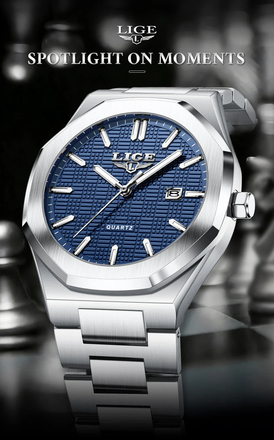 LIGE Orologio da donna elegante e lussuoso, orologio classico alla moda con data automatica, cinturino in acciaio inossidabile, orologi luminosi impermeabili per donna, regalo per signora