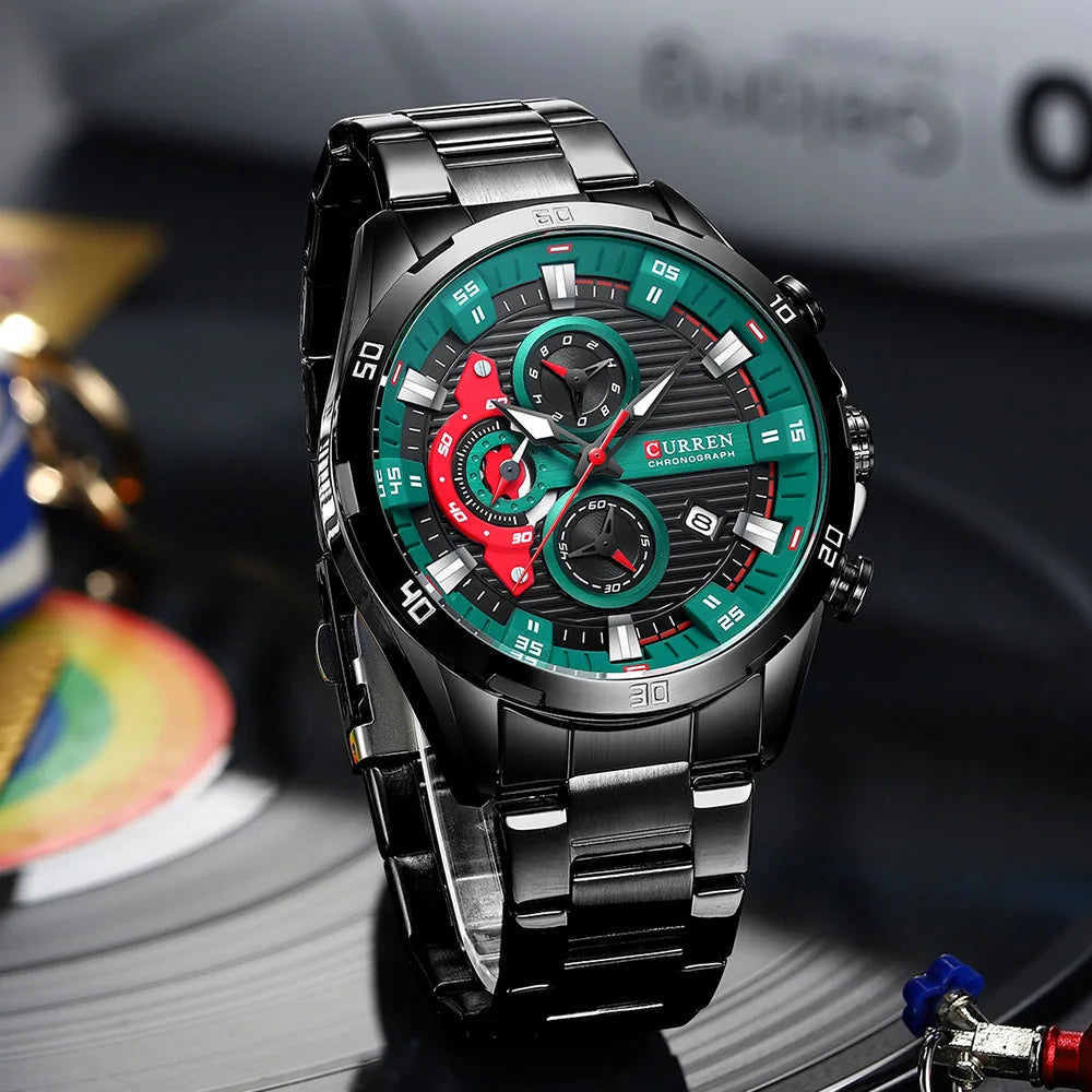 CURREN 8402 Orologio da uomo in acciaio inossidabile Moda creativa Quadrante luminoso con cronografo Orologio da uomo di lusso per il tempo libero reloj hombre