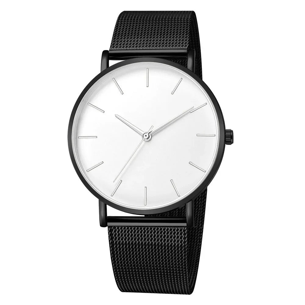 Orologio da donna semplice per il tempo libero 2025 Orologio da polso da uomo di lusso alla moda ultrasottile con cintura in rete vintage