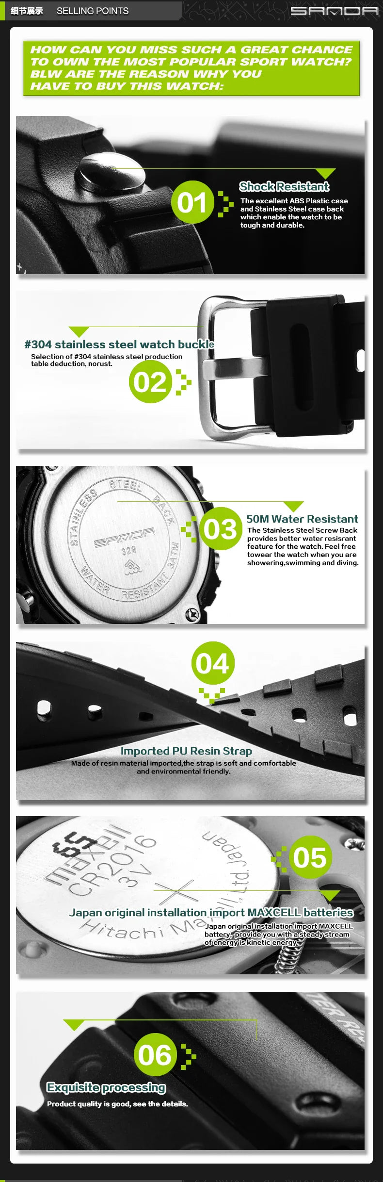 SANDA G Style LED Orologio digitale Unisex Antiurto Impermeabile Orologi sportivi Ragazzo Ragazza Cronometro Orologio elettronico a LED militare