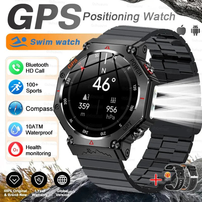 T-Rex 3 Grado Ultra Militare GPS Astuto Della Vigilanza 10ATM Bussola Impermeabile Altimetro Barometrico AMOLED Uomini HD Chiamata Sport Smartwatch
