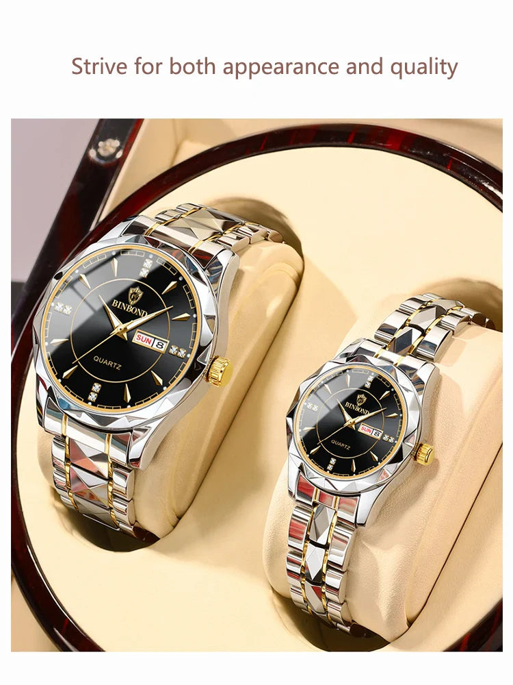 BINBONG Orologi da donna Orologio al quarzo da donna di moda di lusso Orologio da polso in acciaio inossidabile con data luminosa impermeabile Regalo per gli amanti della fidanzata