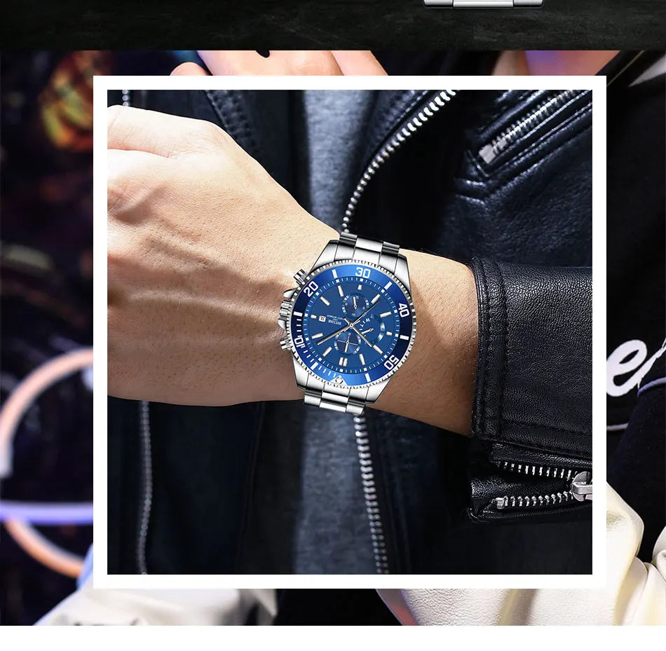 Orologi da lavoro da uomo di lusso Orologio da uomo al quarzo argento Orologio luminoso maschile