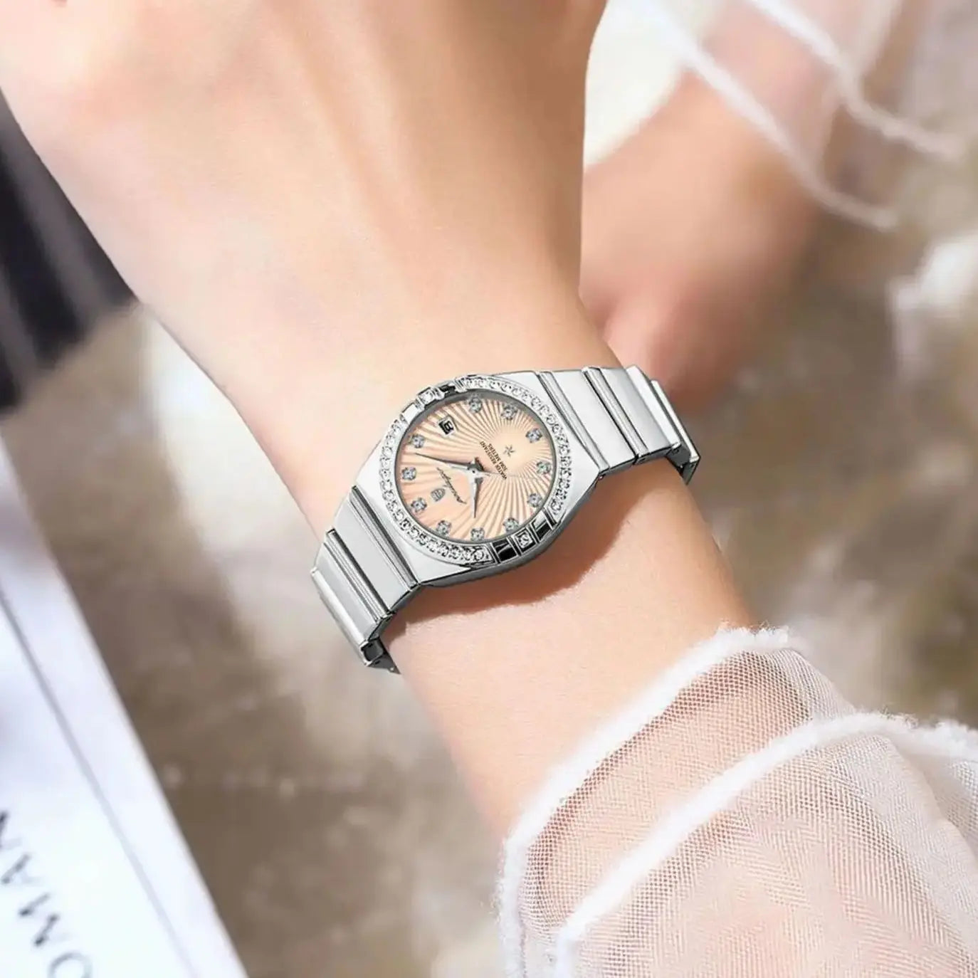 Orologio da donna POEDAGAR, raffinato, impermeabile, luminoso, con datario, in acciaio inossidabile, elegante orologio da polso al quarzo per donna.