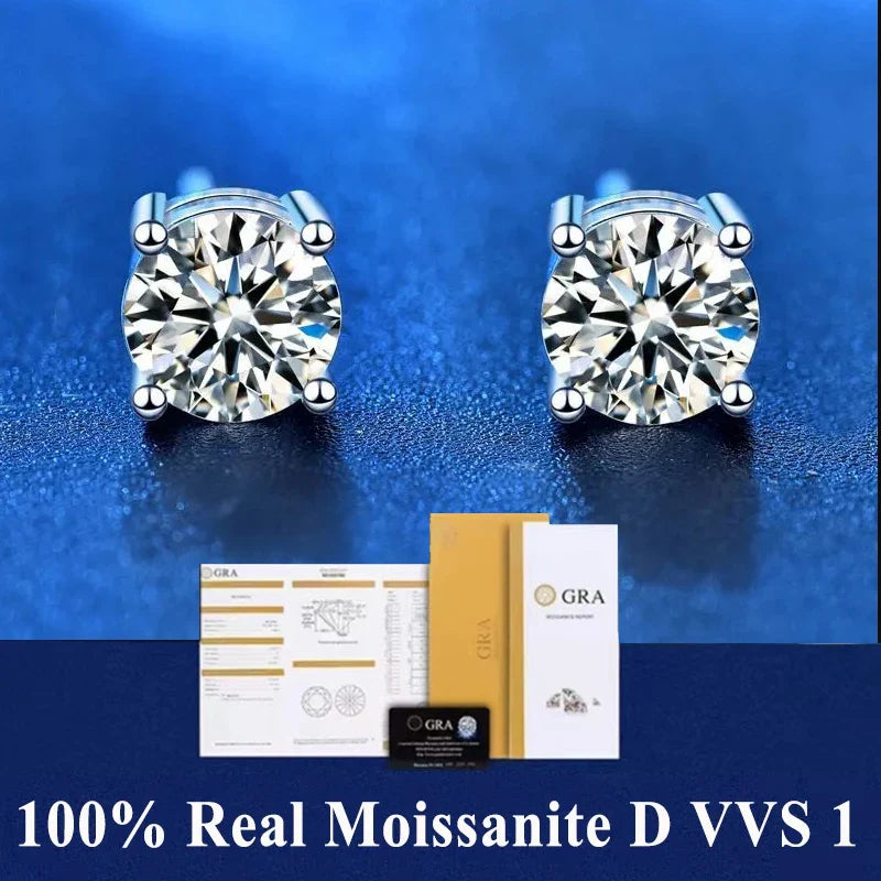 2 certificati GRA orecchini a bottone Moissanite Pass Diamond tester Pen For Men Women 925 Silver 18K Plated Wedding Gemstone