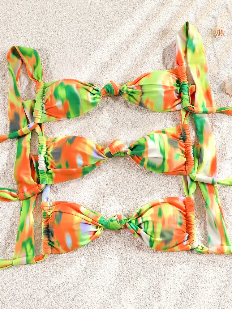 ZRTAK Costume a due pezzi Bikini 2025 Costume da bagno donna Push Up Costume da bagno Bikini sexy Set Costumi da bagno Stampa Beachwear Biquinis solidi