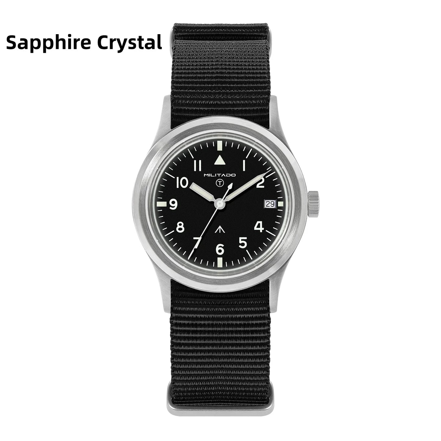 Militado ML14 36mm Orologio VH31 Sweep Secondo Movimento al quarzo Orologio Cristallo di zaffiro Super luminoso BGW9 C3 100m Orologi impermeabili