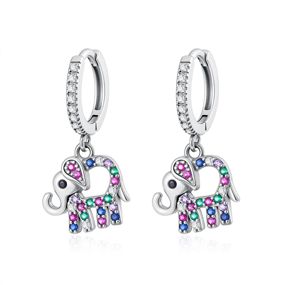 2025 Orecchini a cerchio in cristallo per le donne Orecchini gioielli Farfalla rosa Bule Moon Star Orecchini originali in argento sterling 925
