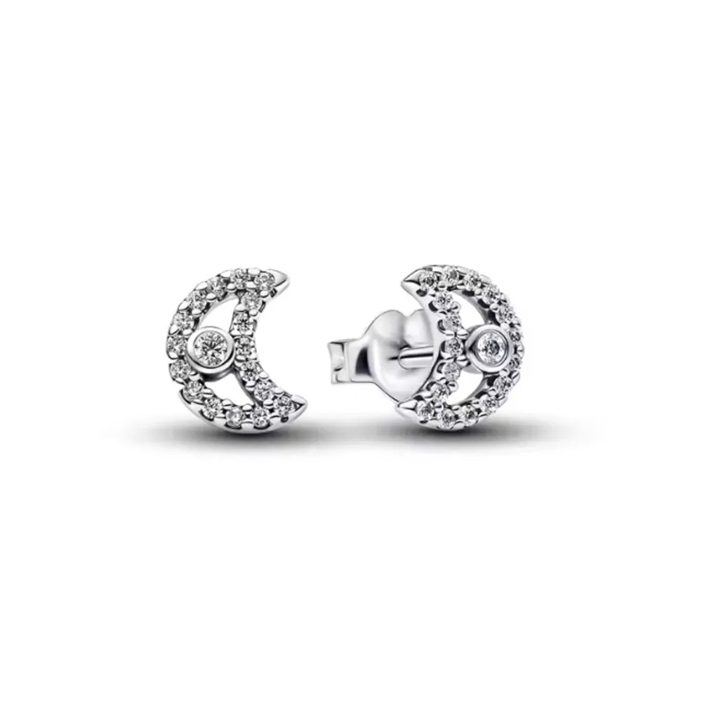 2025 Orecchini a cerchio in cristallo per le donne Orecchini gioielli Farfalla rosa Bule Moon Star Orecchini originali in argento sterling 925