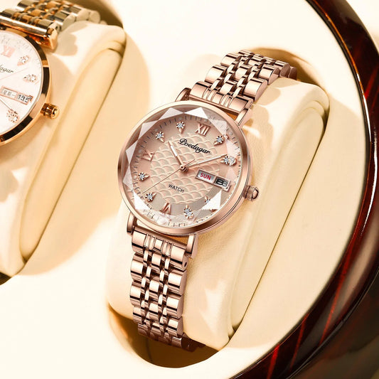 Orologio da donna POEDAGAR di alta qualità, in acciaio inossidabile, raffinato orologio da polso a bracciale, impermeabile, luminoso, elegante, orologio da donna, Reloj