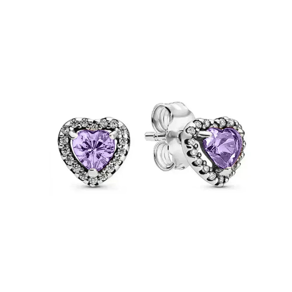 2025 Orecchini originali in pietra a forma di cuore bianco rosa, blu, rosso, verde, orecchino di perla con fiocco di neve, gioielli in argento s925 con fascino femminile