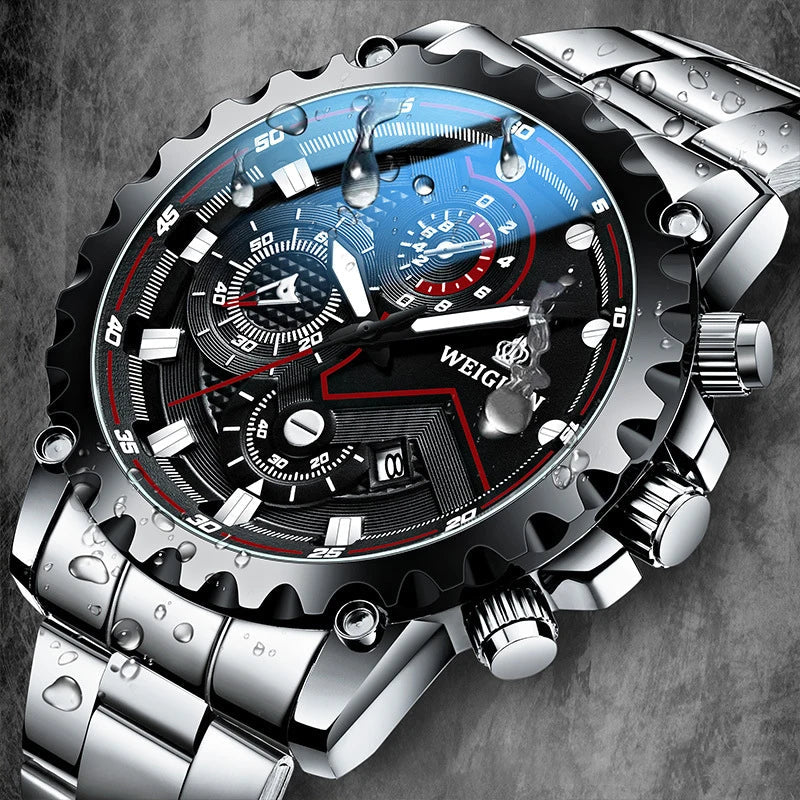 Orologio da uomo Black Warrior autentico alla moda in acciaio inossidabile impermeabile calendario luminoso orologio al quarzo moda maschile orologi regalo