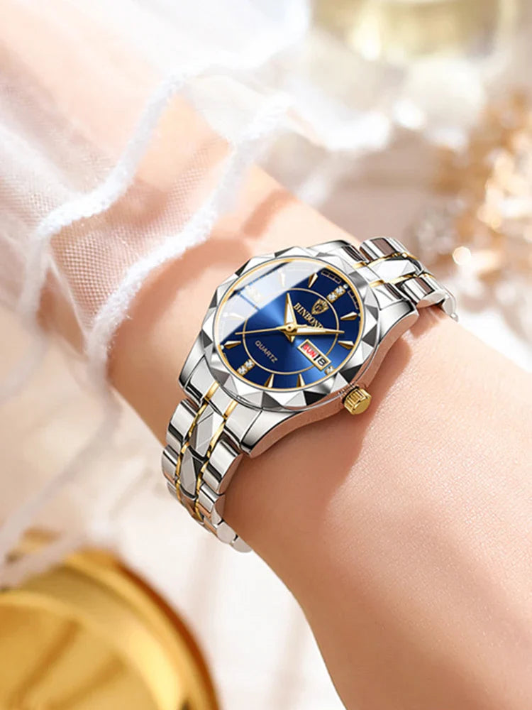 BINBONG Orologi da donna Orologio al quarzo da donna di moda di lusso Orologio da polso in acciaio inossidabile con data luminosa impermeabile Regalo per gli amanti della fidanzata