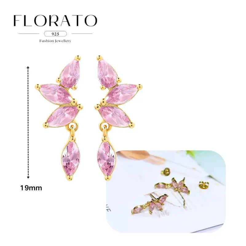 Lussuosa geometria 925 orecchio in argento sterling Ago rosa serie zircone orecchini a cerchio pendenti dolce moda regali di gioielli da sposa