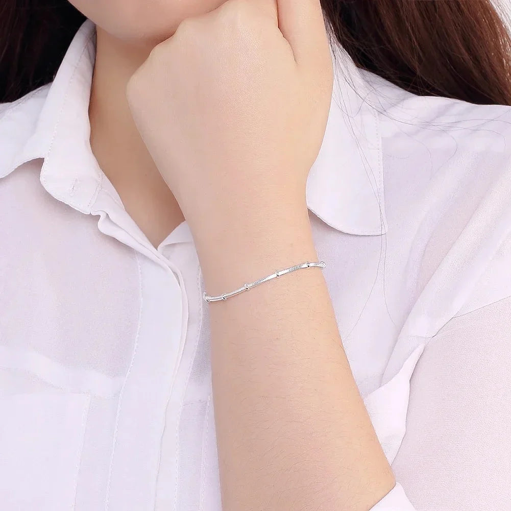 Set Collana e Bracciale con Catena a Serpente in Argento Sterling 925, Gioielli alla Moda per Uomo e Donna, Regalo