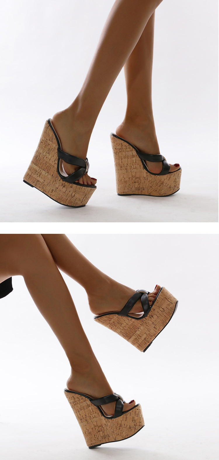 Aneikeh Wedges Heel Women Slippers Fashion Open Toe Platform Sandals Summer Super High Heels Female Party Shoes Size 35-42
