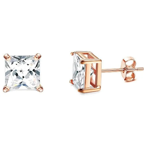 Drperfect Orecchini in argento con zirconi cubici per donna Uomo Orecchini a bottone delicati ipoallergenici placcati in oro 14 carati