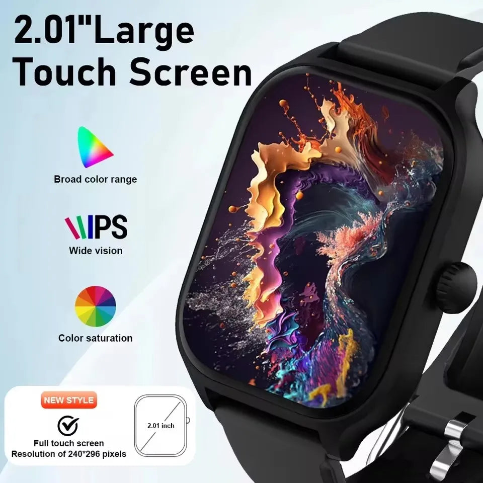 Smartwatch 2025 per Android e iOS, Schermo a Colori da 2,01 Pollici, Risposta alle Chiamate Bluetooth, Orologio Fitness Tracker per Donne e Uomini