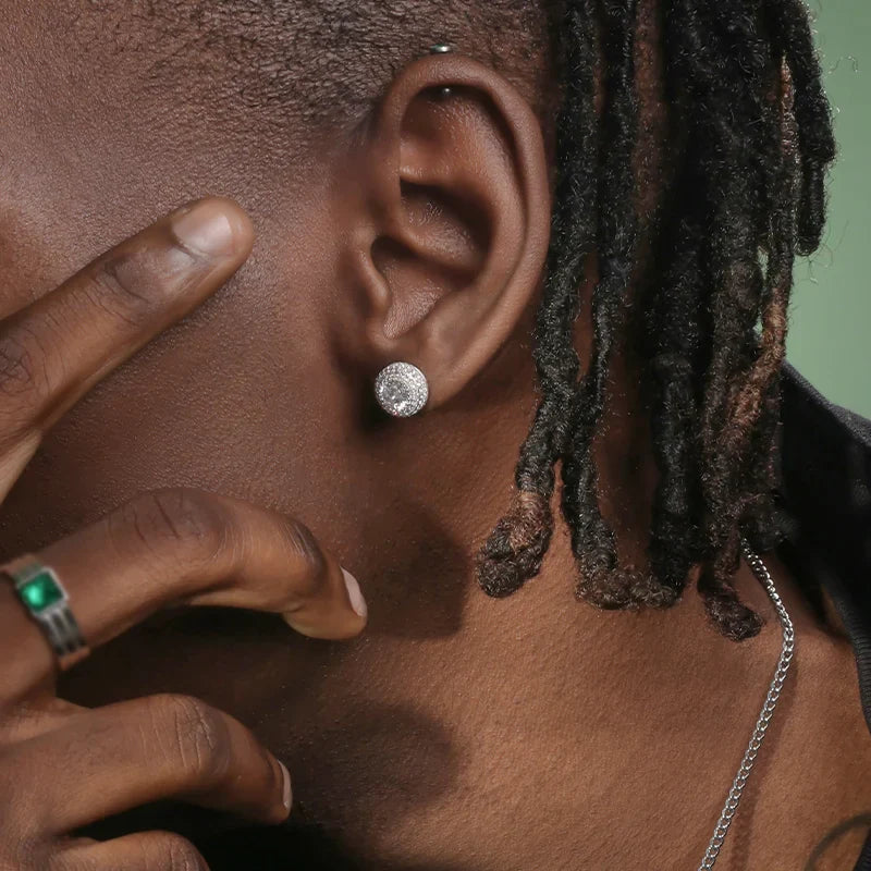 Rock Hip Hop ghiacciato orecchino a perno per uomo uomo Set completo zircone oro Piercing accessori per l'orecchio Punk Hippie Trend gioielli Dropship