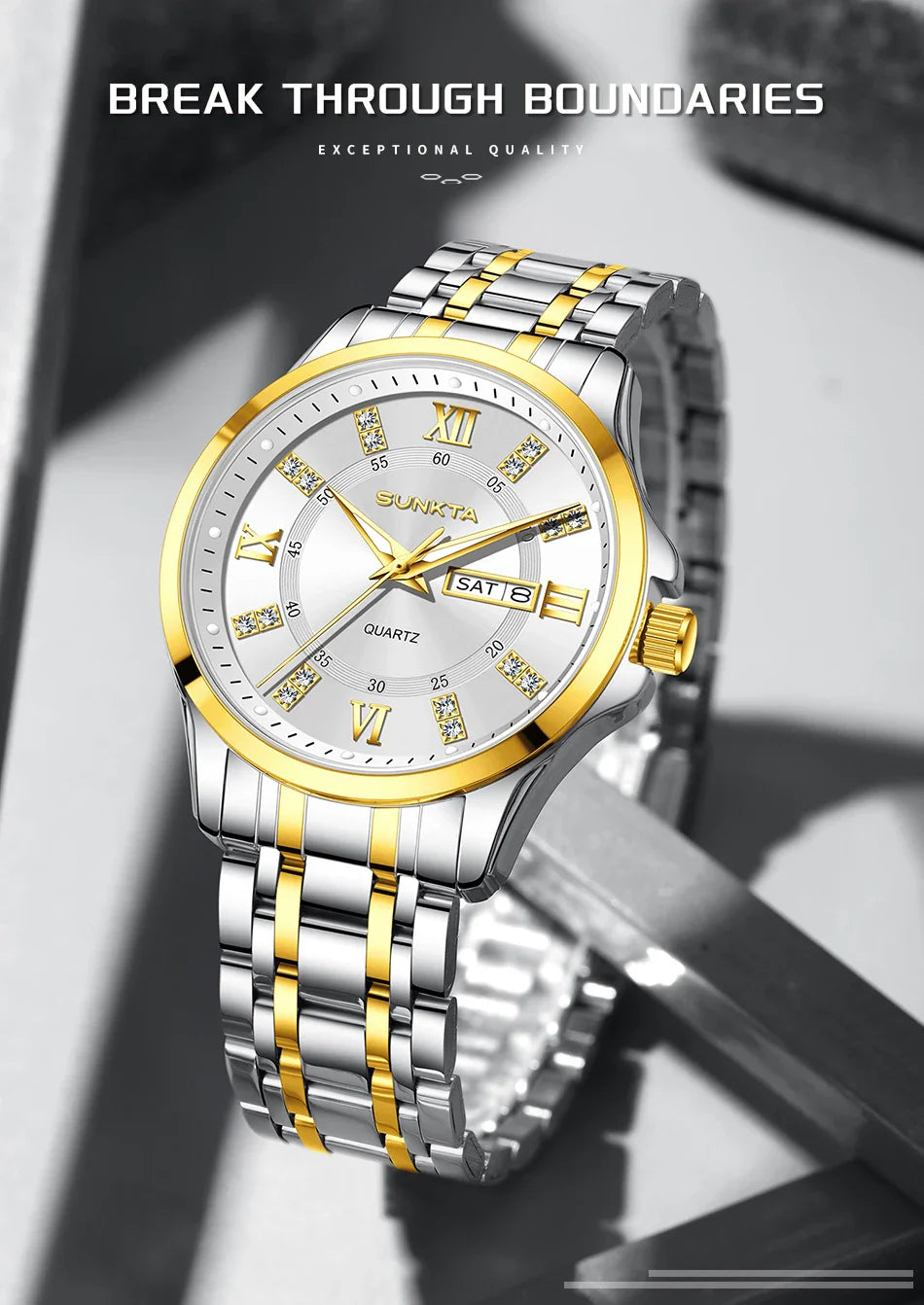 SUNKTA Orologio da Donna con Diamanti, Moda Creativa, Acciaio Impermeabile, Orologio al Quarzo Casual Luminoso con Bracciale