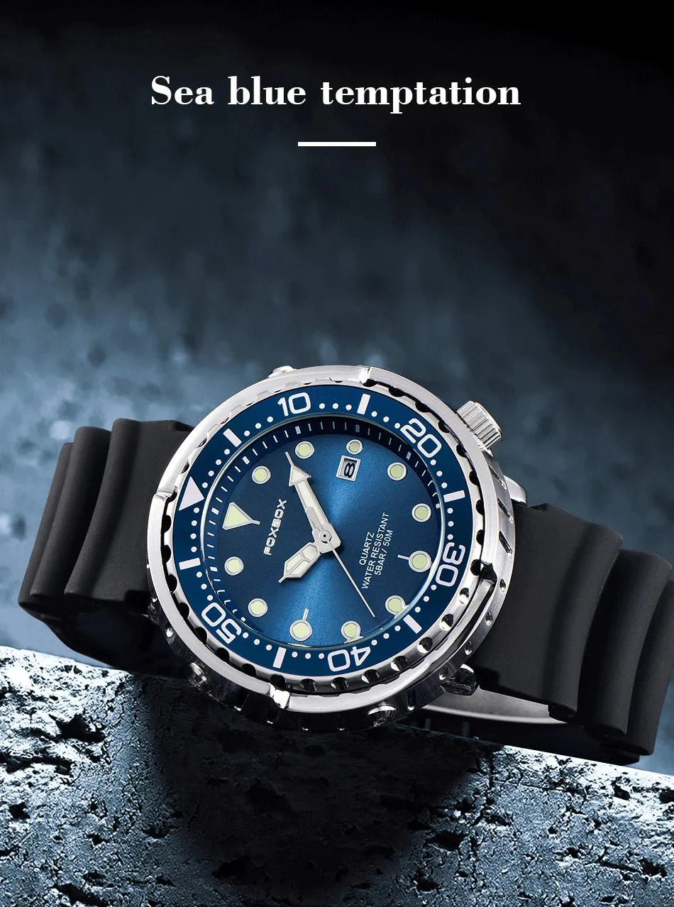 FOXBOX Top Brand Fashion Diver Watch Men 50ATM Waterproof Date Clock orologi sportivi orologio da polso al quarzo da uomo Relogio Masculino