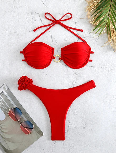 2025 Elegante set bikini in pizzo bianco per costume da bagno in 2 pezzi alla moda e chic da spiaggia, perfetto per abbigliamento da spiaggia e feste in piscina, scariole estive