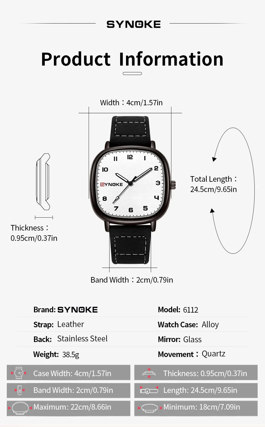 SYNOKE orologio al quarzo da uomo Fashion Simple Business Belt orologio al quarzo per uomo orologio da polso per studenti sport Non meccanico
