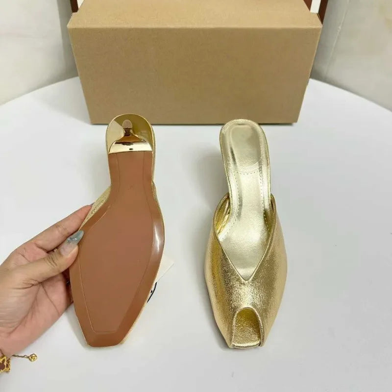 Sexy Gold High Heel Sandals for Woman Open Toe Slingback Stiletto Heels Party Shoes Wedding Evening Dress Sandals Ankle Strap