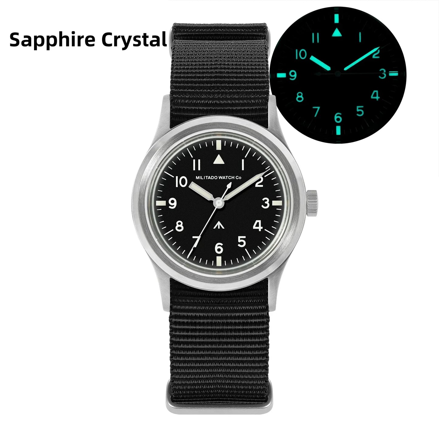 Militado ML14 36mm Orologio VH31 Sweep Secondo Movimento al quarzo Orologio Cristallo di zaffiro Super luminoso BGW9 C3 100m Orologi impermeabili