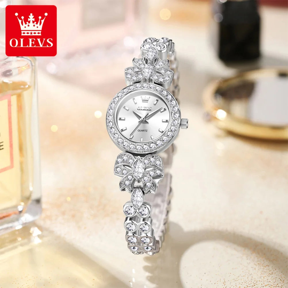 OLEVS 5887 Orologi da donna Elegante orologio al quarzo originale Orologi luminosi impermeabili per regalo donna Cinturino con diamanti Reloj Mujer