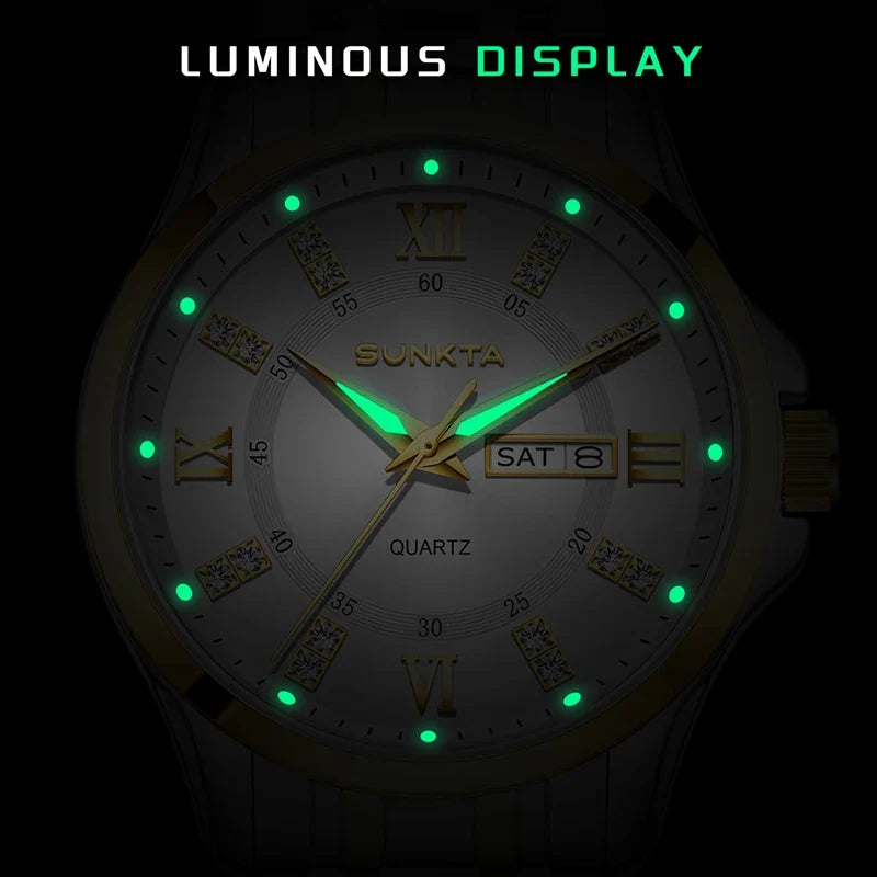 SUNKTA Orologio da Donna con Diamanti, Moda Creativa, Acciaio Impermeabile, Orologio al Quarzo Casual Luminoso con Bracciale