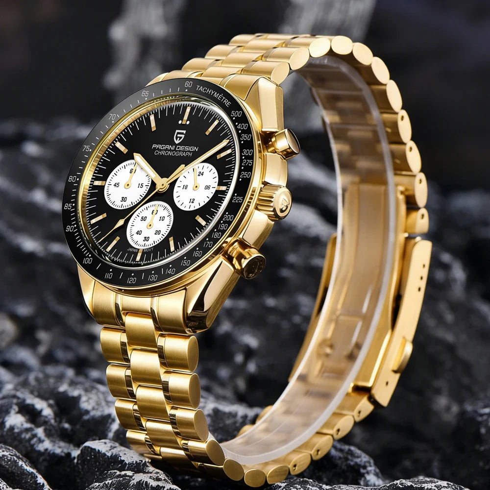 Nuovo Orologio da Uomo PAGANI DESIGN Golden Moon 2026, Orologio al Quarzo di Lusso, Cronografo Sportivo, Vetro Zaffiro AR, Impermeabile, Regalo