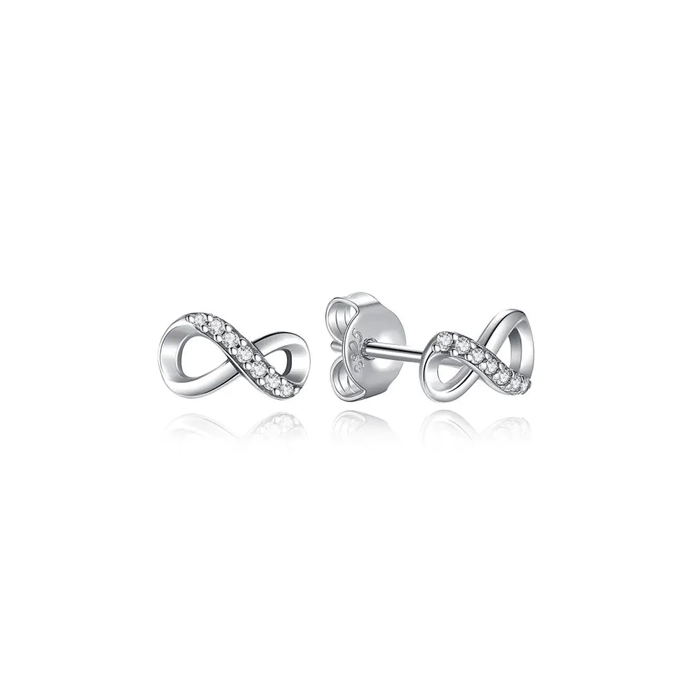 Orecchini Originali in Argento Sterling 925, Modello 2026, a Perno e a Cerchio con Cristalli, per Donna, in Oro Rosa, con Corona, Cuore, Infinito, Ape, Gioielli