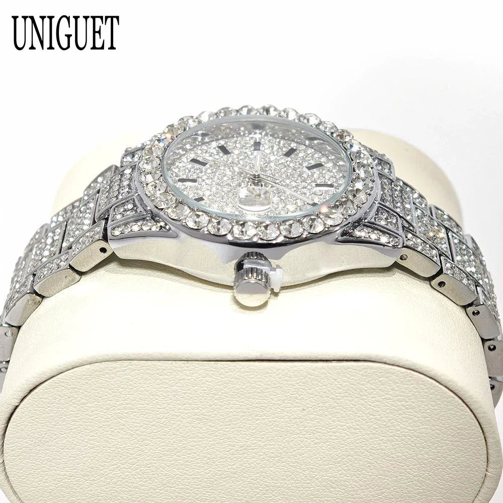 Orologio da Donna UNIGUET di Lusso alla Moda, Elegante Quadrante Piccolo con Diamanti Rosa, Mini Orologio da Polso al Quarzo Bling-Bling da Donna, Regalo