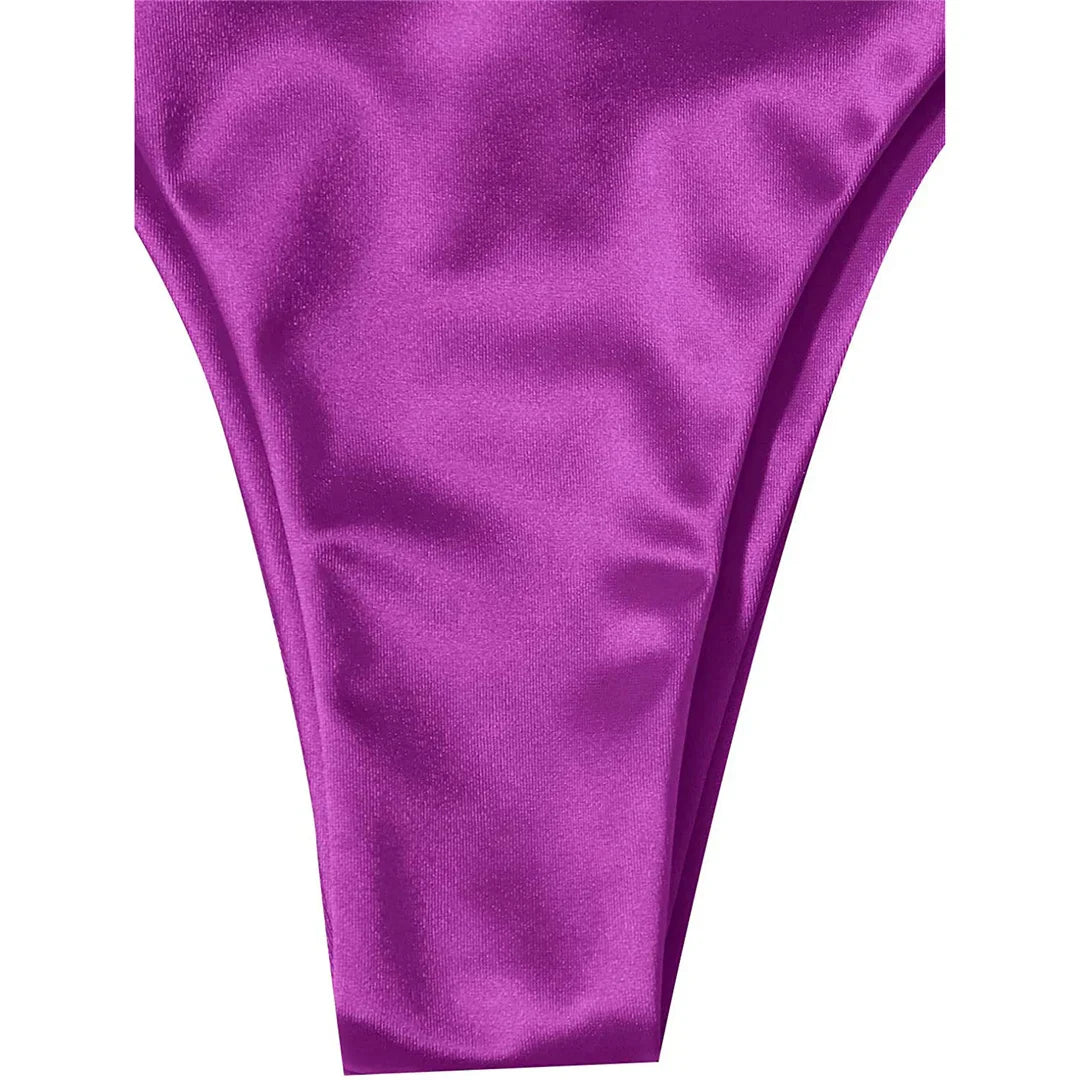 Sexy 13 colori Halter Satin Bikini brasiliano Donna Costumi da bagno Costume da bagno femminile Bikini a due pezzi Bagnante Costume da bagno Swim V4966