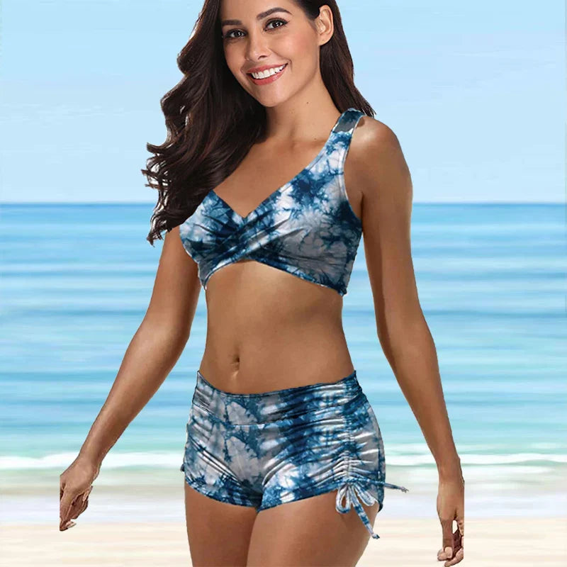 Camo tinta unita stampa bellissime signore gilet sexy set di tendenza seno rivelatore bikini per le vacanze estive S-5XL