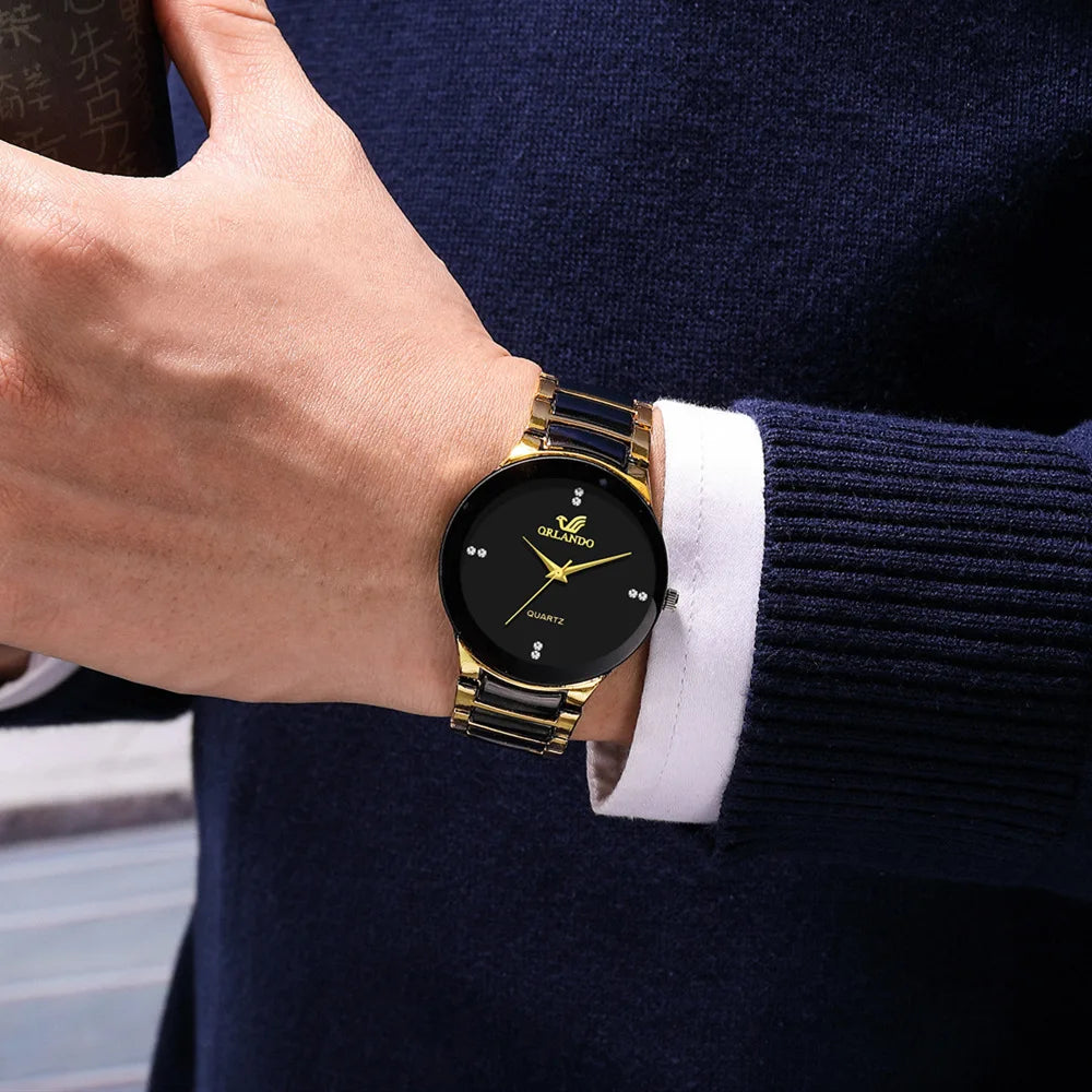 ORLANDO Orologi di lusso da uomo Nuovo arrivato Orologio da polso in acciaio al quarzo oro nero freddo Squisito orologio Masculino Relogio Orologio di moda