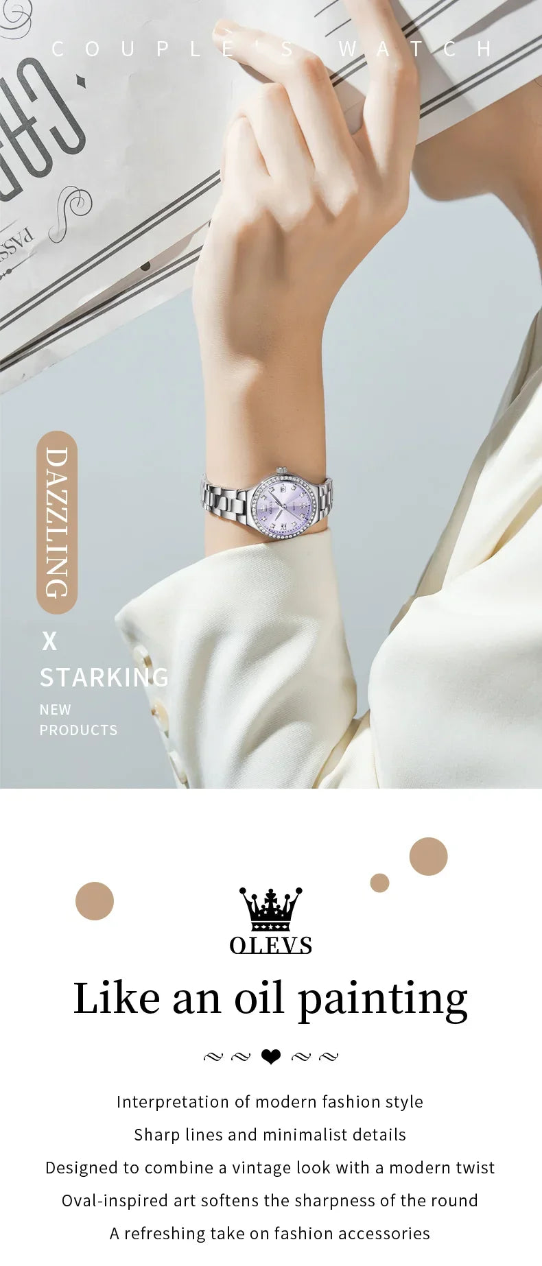 OLEVS 5628 Orologio al quarzo da donna Orologio da polso impermeabile luminoso in acciaio inossidabile con scala di diamanti e funzione data
