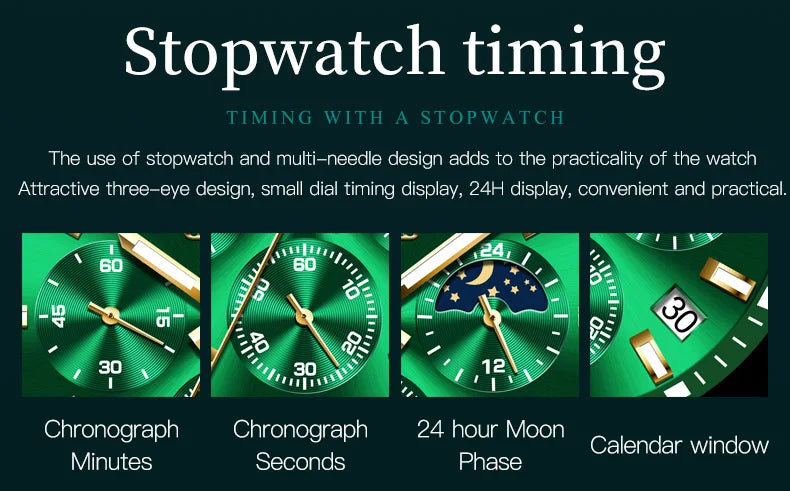 OLEVS Orologi da uomo Orologio di lusso delle migliori marche da uomo Cronografo originale impermeabile in acciaio inossidabile Fasi lunari Data Quadrante Rota