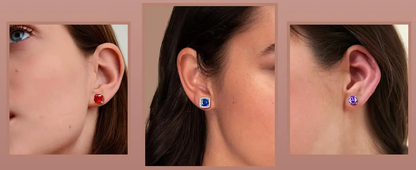Drperfect Orecchini in argento con zirconi cubici per donna Uomo Orecchini a bottone delicati ipoallergenici placcati in oro 14 carati