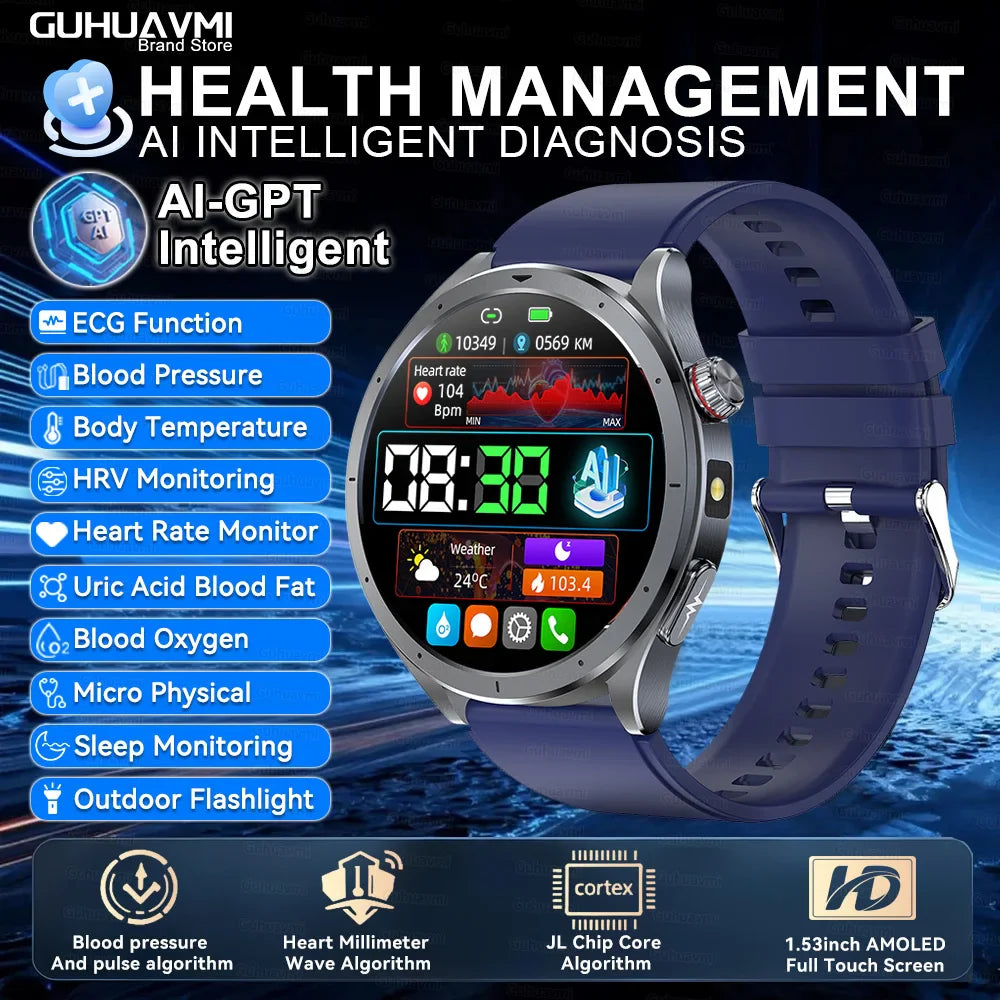Nuovo Smartwatch 2026 per Analisi del Grasso Corporeo, ECG+PPG, Acido Urico, Pressione Sanguigna, Ossigeno nel Sangue, Orologio con Chiamate per Uomini e Donne