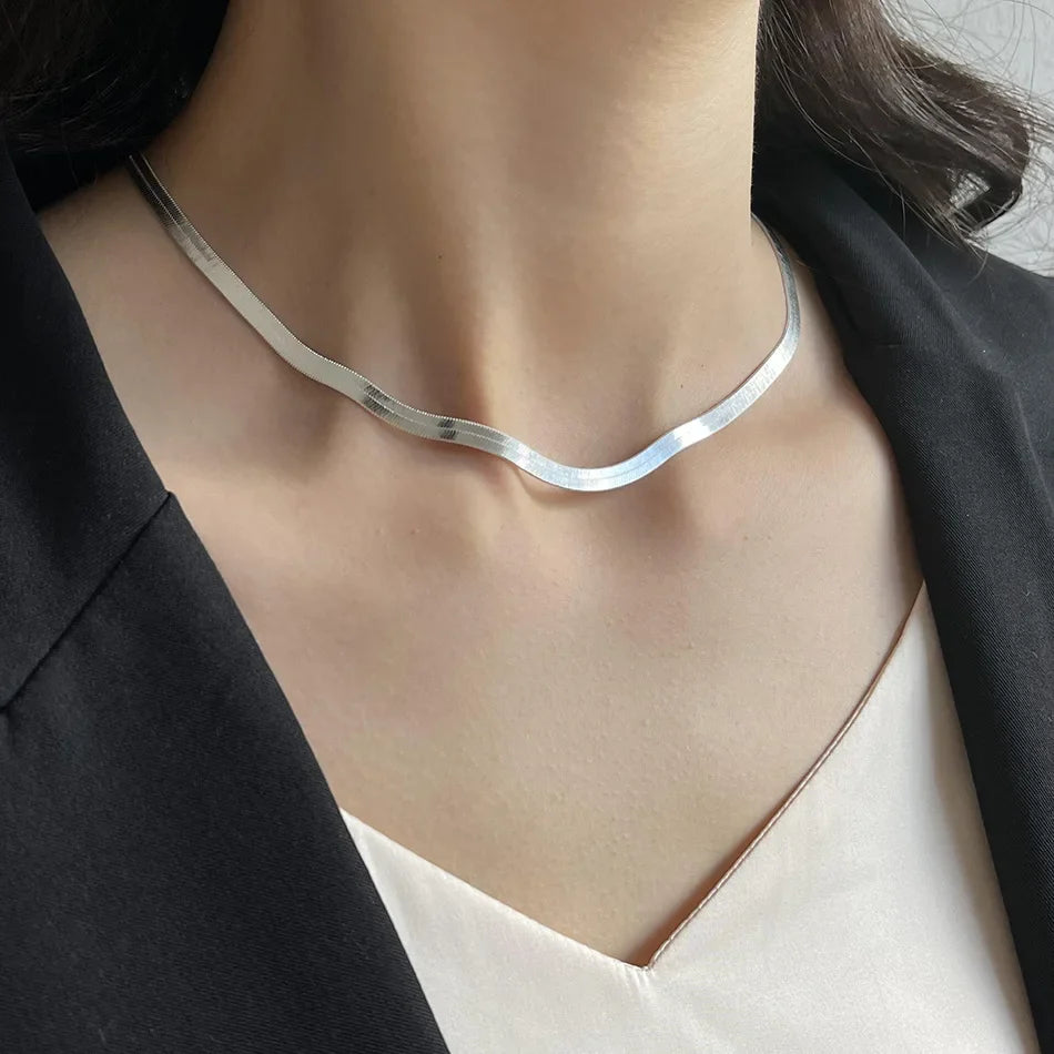 Set di collane con bracciale a catena in argento sterling 925 da 4 mm per donna uomo set di gioielli da sposa per feste di moda regali