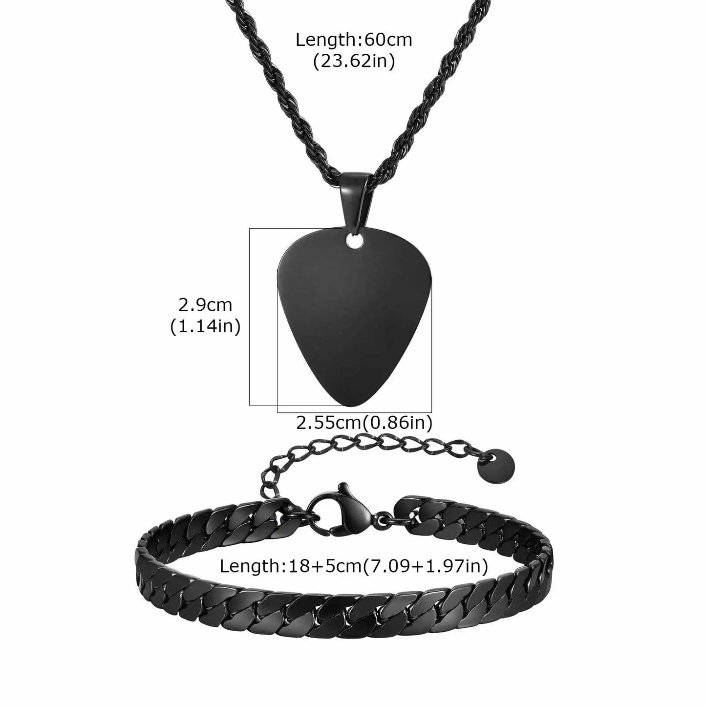 Vnox Set di 2 Pezzi Collana con Ciondolo e Bracciale da Uomo, Set di Gioielli in Acciaio Inossidabile Colore Nero Oro Argento, Regali di Gioielleria alla Moda