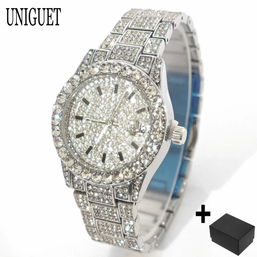 Orologio da Donna UNIGUET di Lusso alla Moda, Elegante Quadrante Piccolo con Diamanti Rosa, Mini Orologio da Polso al Quarzo Bling-Bling da Donna, Regalo