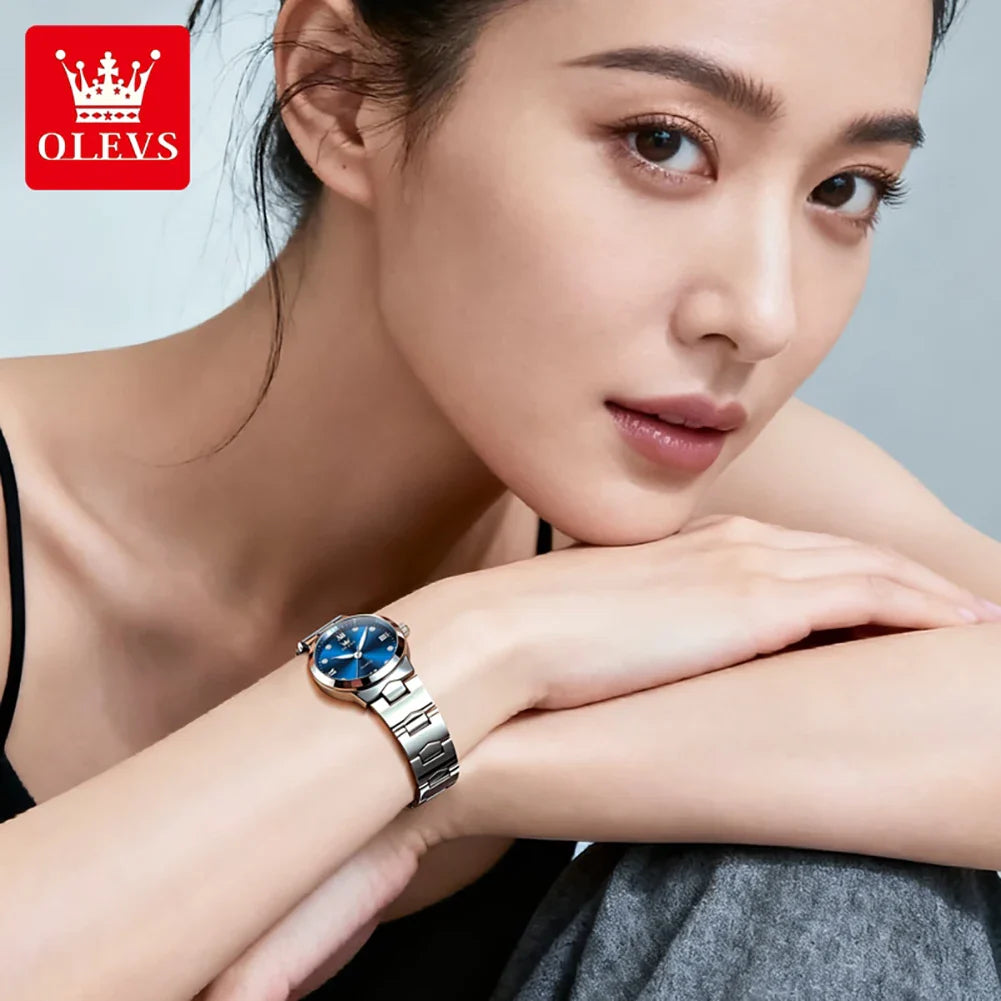 OLEVS Orologio da donna Elegante orologio al quarzo alla moda in acciaio inossidabile impermeabile luminoso da donna con confezione regalo Reloj 3735