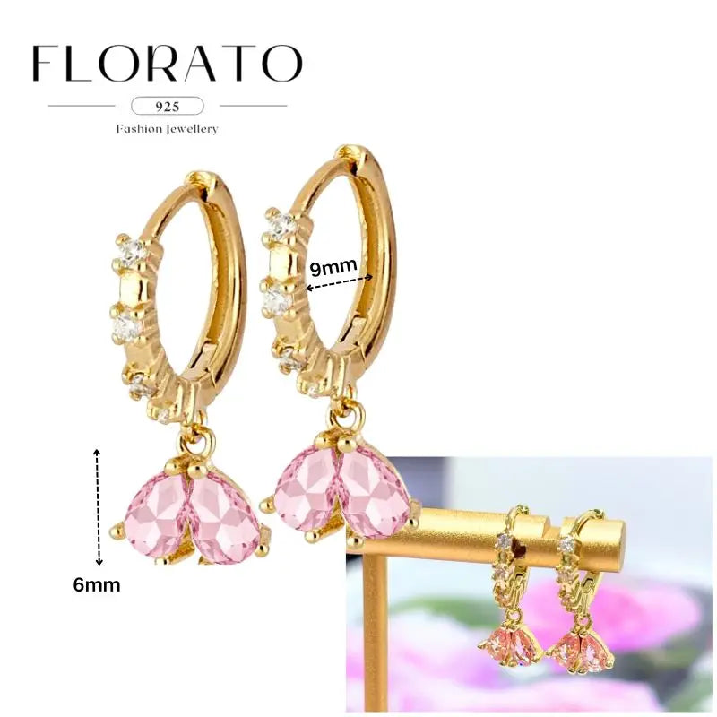Lussuosa geometria 925 orecchio in argento sterling Ago rosa serie zircone orecchini a cerchio pendenti dolce moda regali di gioielli da sposa