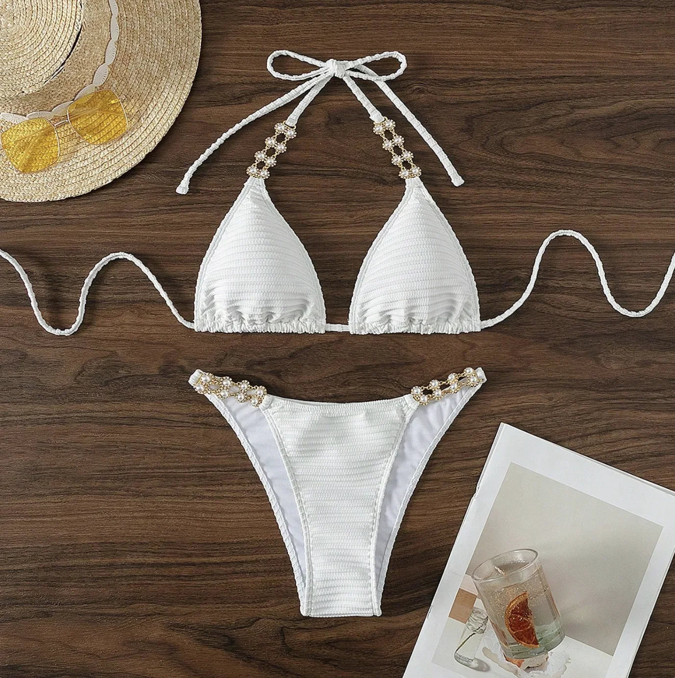 Set Bikini a Triangolo per Donna, Sexy Costume da Bagno Brasiliano a Due Pezzi con Lacci, Grazioso Costume da Bagno