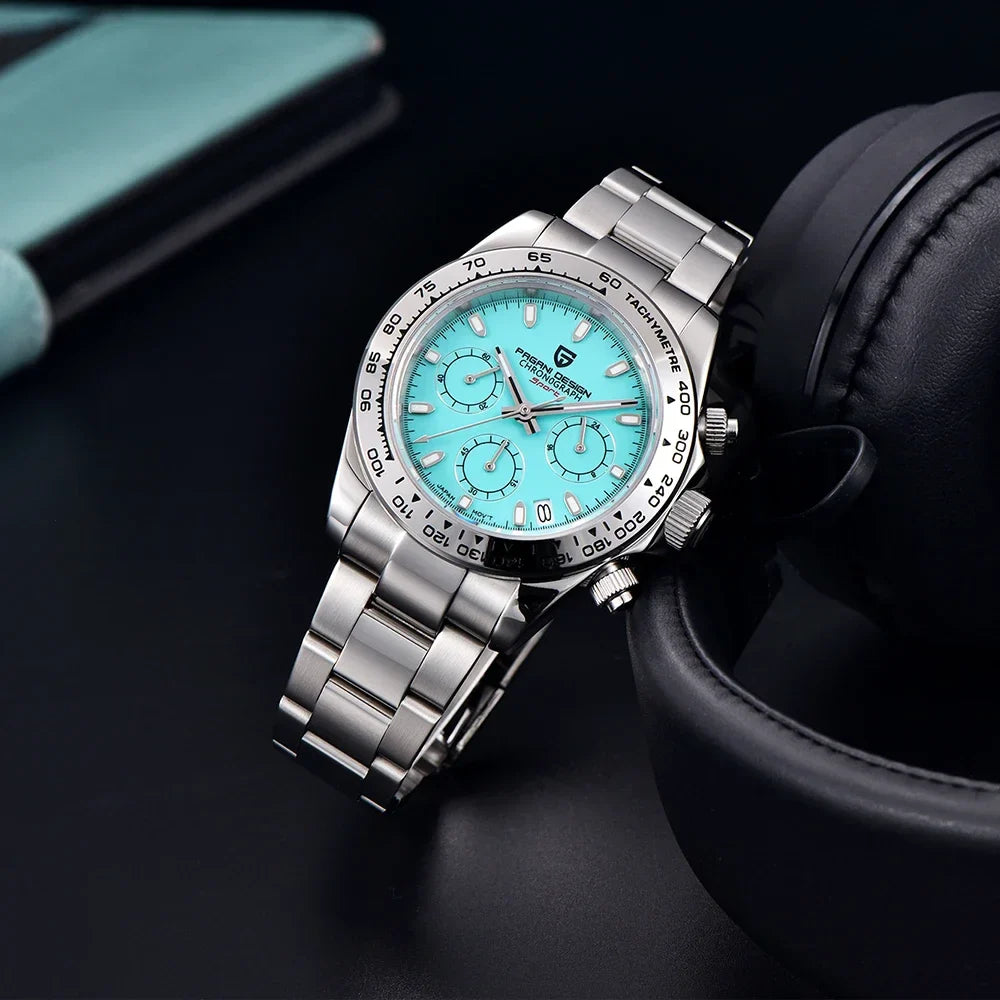 PAGANI DESIGN Nuovo orologio da polso al quarzo da uomo con lunetta in acciaio inossidabile, cronografo di lusso con vetro zaffiro VK63, orologio da uomo reloj hombre