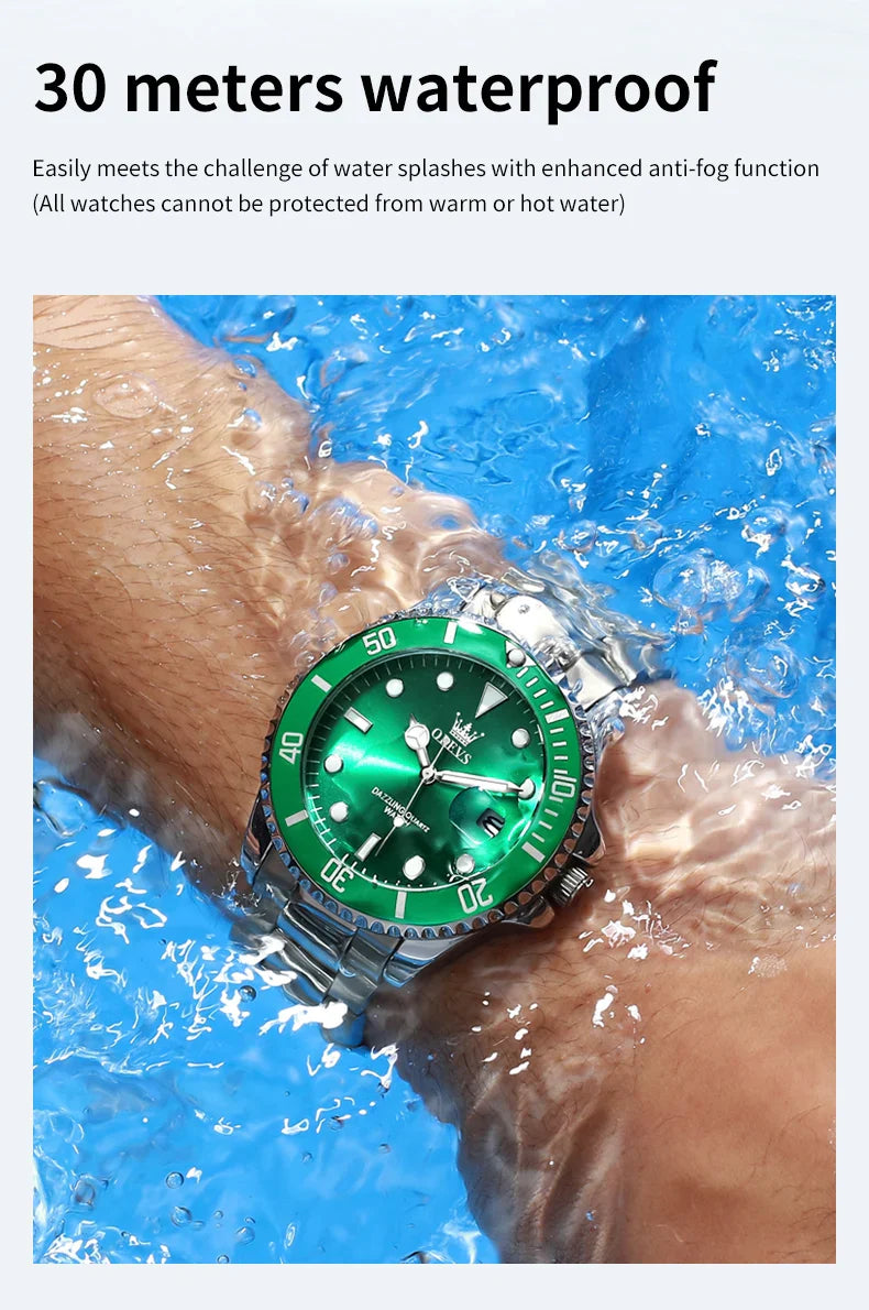 OLEVS 5885 Orologio da uomo Orologio al quarzo impermeabile di marca originale Cinturino in acciaio inossidabile Data automatica Orologi da regalo da uomo per uomo